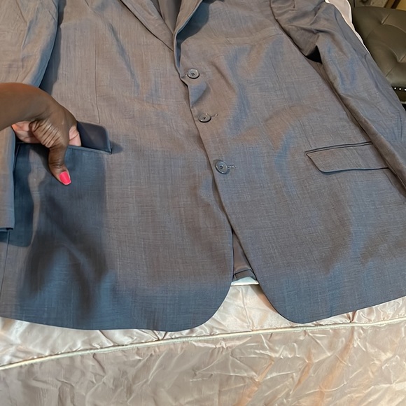 ♻️ Profilo Uomo Gray Men Suit Jacket Blazer Bronze Crescent Buttons size 52R/46W - Picture 10 of 16